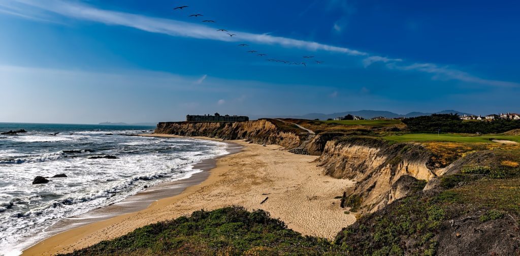 image for guided meditation, Half Moon Bay, Beach, Peak, video blog, guided meditation video, video presentation, AI video generator, video blog