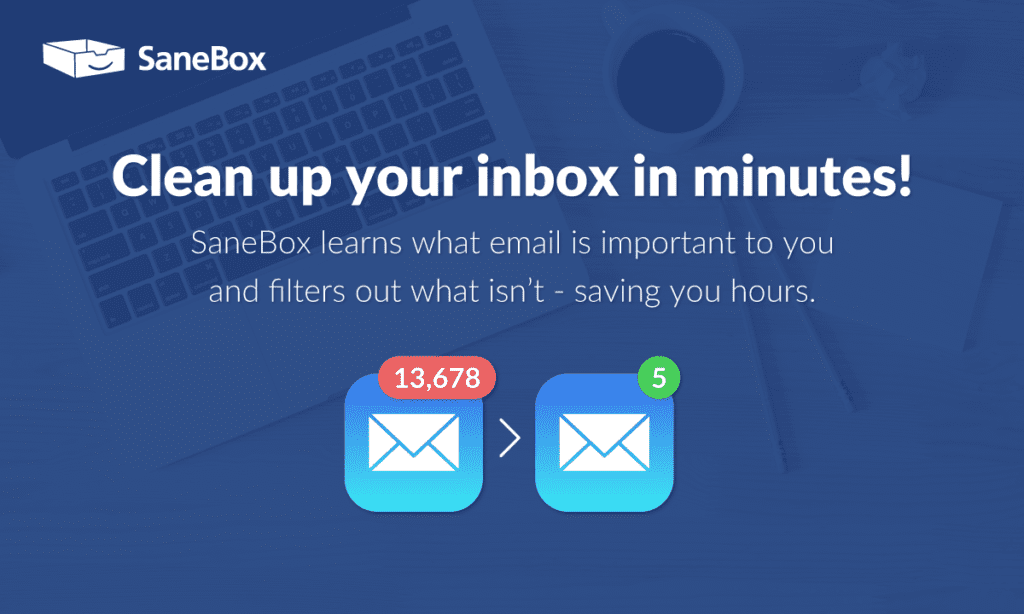 Image for SaneBox, logo, video presentation, video blog, clean up email
