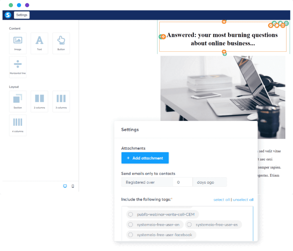 Image for systeme.io, marketing tool, website hosting, email marketing, sales funnel, affiliate management, e-commerce management, website creation
