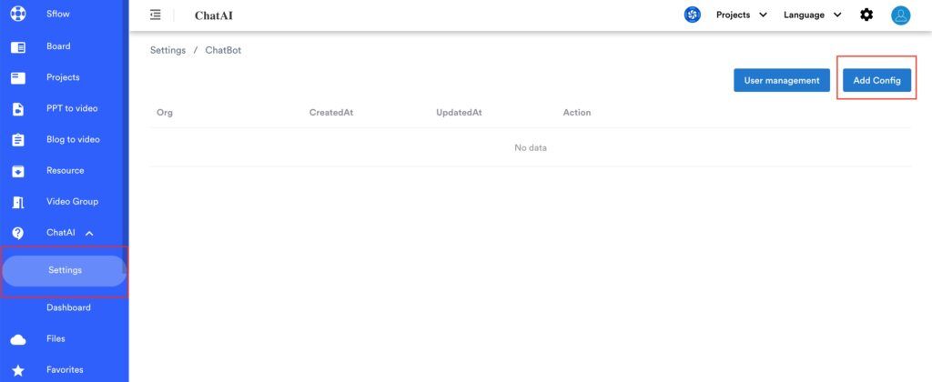 sflow.io chat AI chatGPT add config