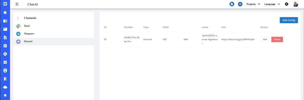 Discord chatAI, ChatGPT configuration